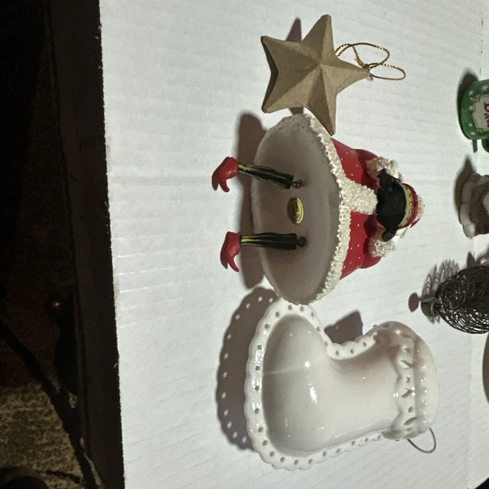 Three Christmas Ornaments - Santa Star & Stocking
